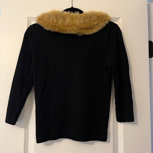 White House Black Market Faux Fur Collar Cardigan - Picture 6 of 9